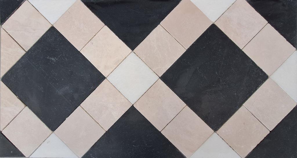 Wit marmer en turks hardsteen getrommeld patroon vloertegel, 60 cm of meer, Nieuw, Ophalen of Verzenden, 10 m² of meer