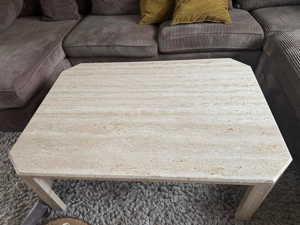 Japandi Travertin Tafel, Huis en Inrichting, Tafels | Salontafels, Ophalen, Overige materialen, Gebruikt, 100 tot 150 cm