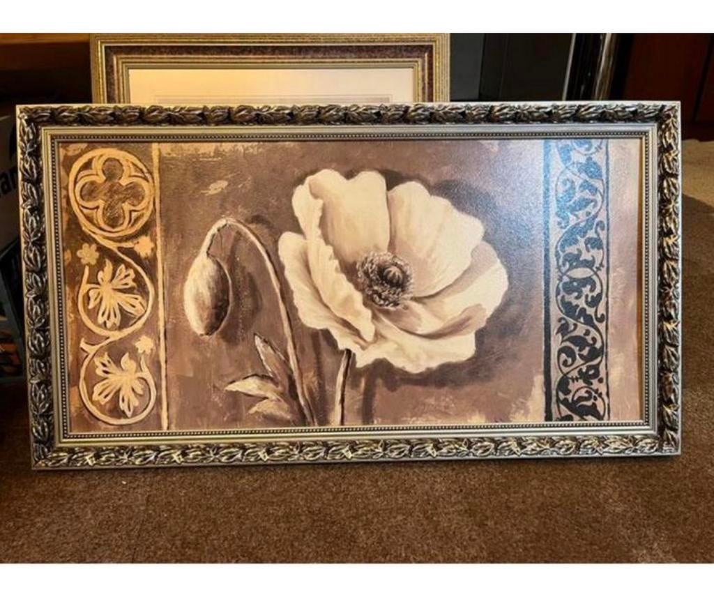 Landelijk/sober/stoer bruin schilderij+ lijst zilver 60x110, Huis en Inrichting, Woonaccessoires | Lijsten, Ophalen, Overige materialen
