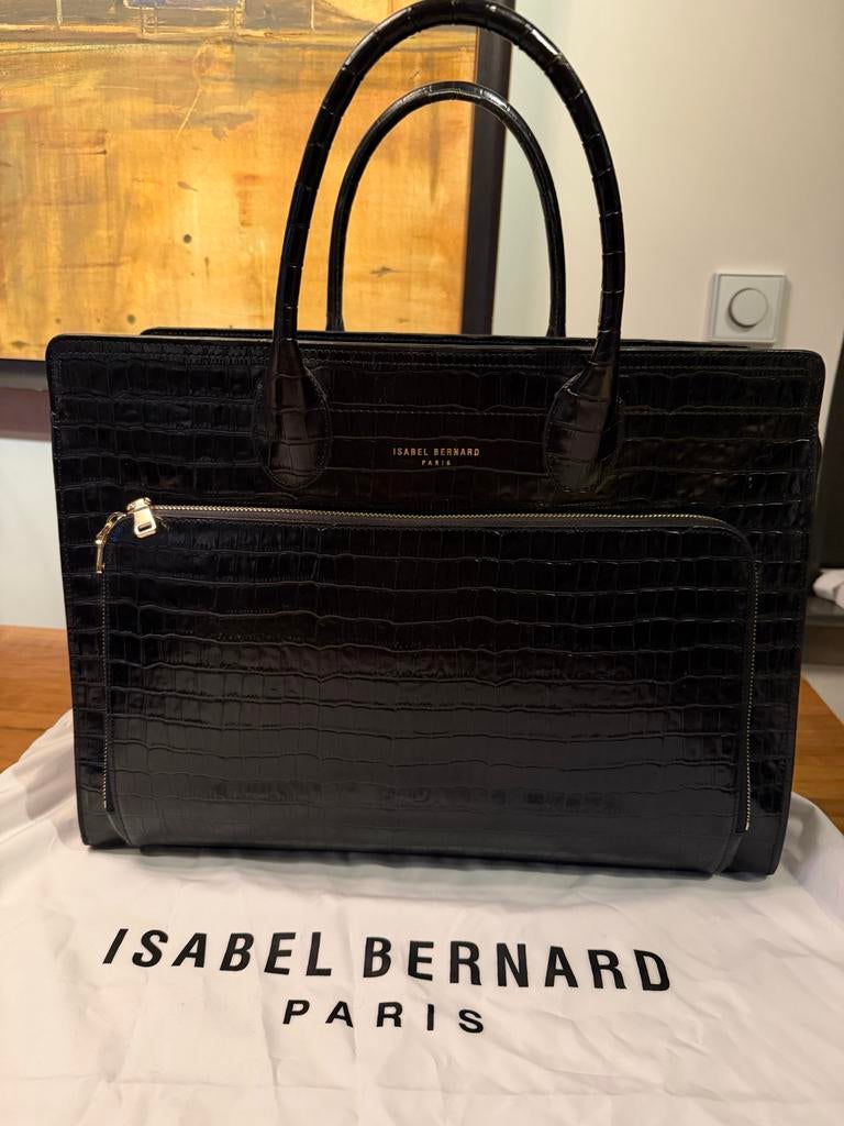 Elegante zwarte handtas - Isabel Bernard, Sieraden, Tassen en Uiterlijk, Tassen | Damestassen, Ophalen of Verzenden, Zo goed als nieuw