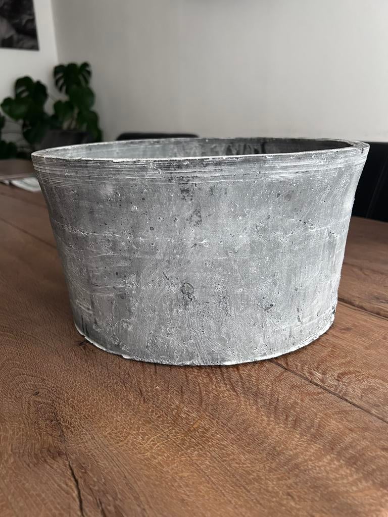 PTMD brocante-sfeer pot/schaal grijs, Huis en Inrichting, Ophalen of Verzenden, Zo goed als nieuw