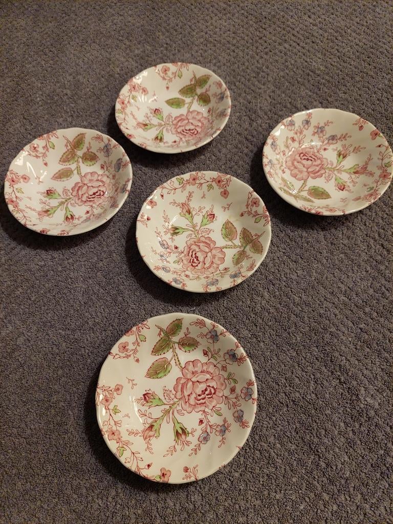 Vintage Johnson Bros Rose Chintz Kommen Set, Ophalen, Gebruikt, Kom(men), Overige stijlen