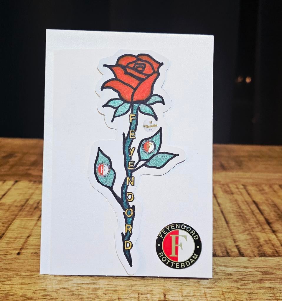 Feyenoord Roos Kaart - Uniek!, Ophalen of Verzenden