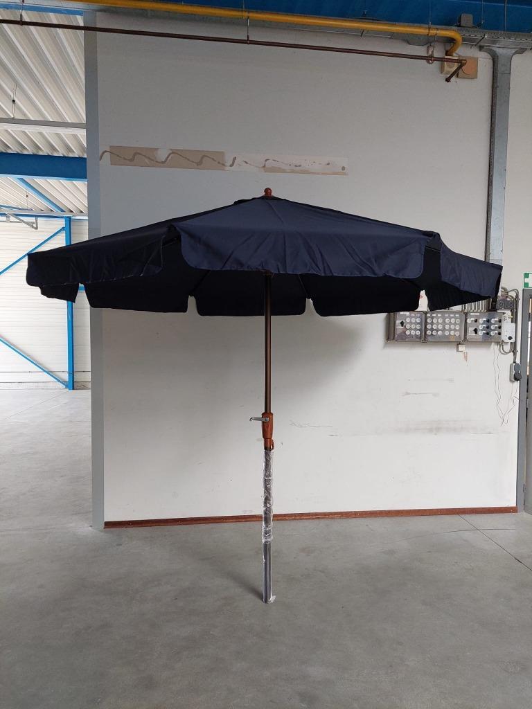 Grote horeca parasol aluminium blauw +/- 300 cm, Nieuw, Waterdicht, Stokparasol, 2 tot 3 meter