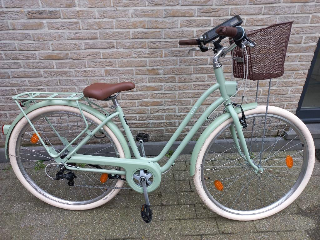 ELOPS Stadsfiets 520 laag frame amandelgroen, Versnellingen, Zo goed als nieuw, 50 tot 53 cm, Ophalen