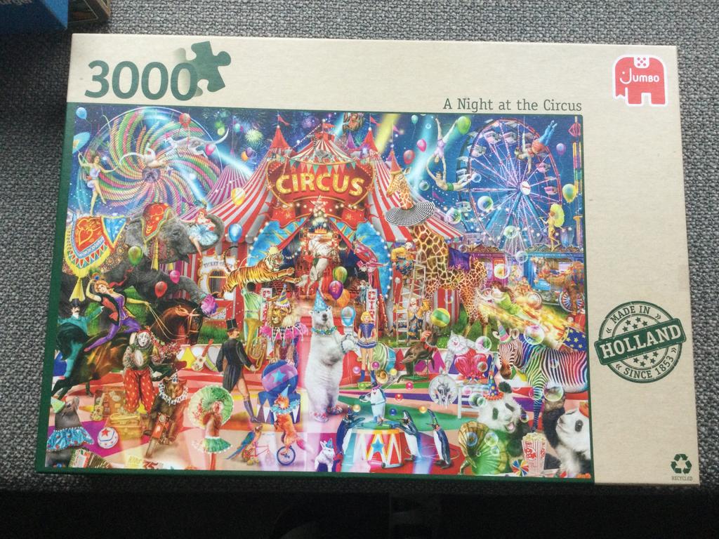 Jumbo puzzel  “A Night at The Circus” 3000 stukjes, Ophalen of Verzenden, Meer dan 1500 stukjes, Gebruikt