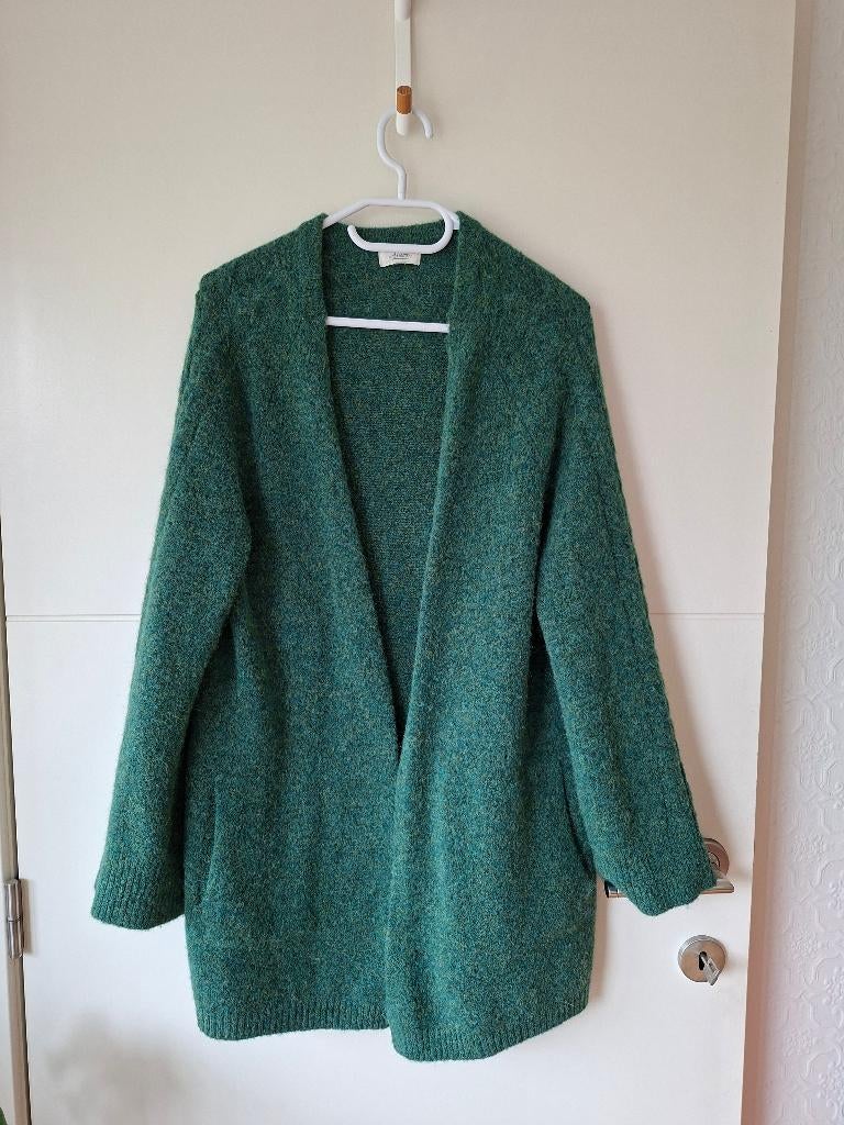 Halflange wollen cardigan groen, Axiome, Ophalen of Verzenden, Zo goed als nieuw, Maat 36 (S)