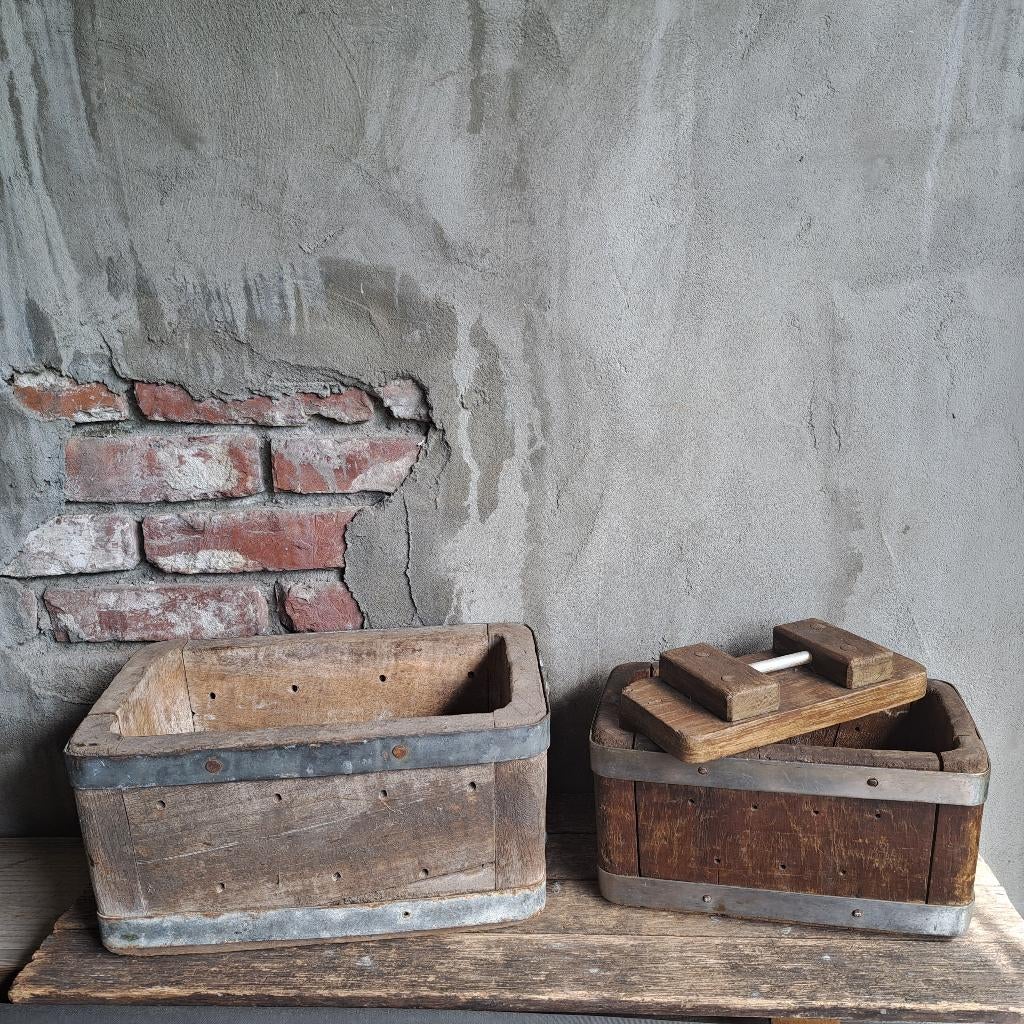 Oude brocante rechthoekige kaasmal kaas mal + deksel Etage3, Gebruikt, ., Ophalen of Verzenden, .