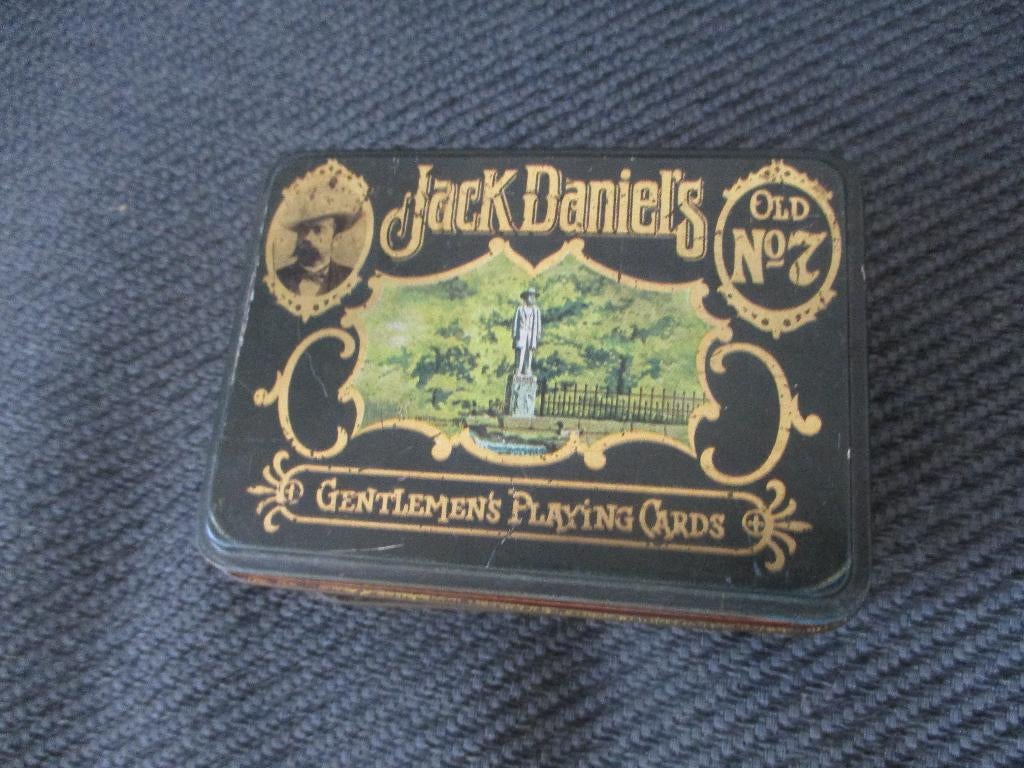 Blik Jack Daniels met kaarten, Verzamelen, Blikken, Ophalen of Verzenden, Gebruikt, Koek(jes), Overige merken