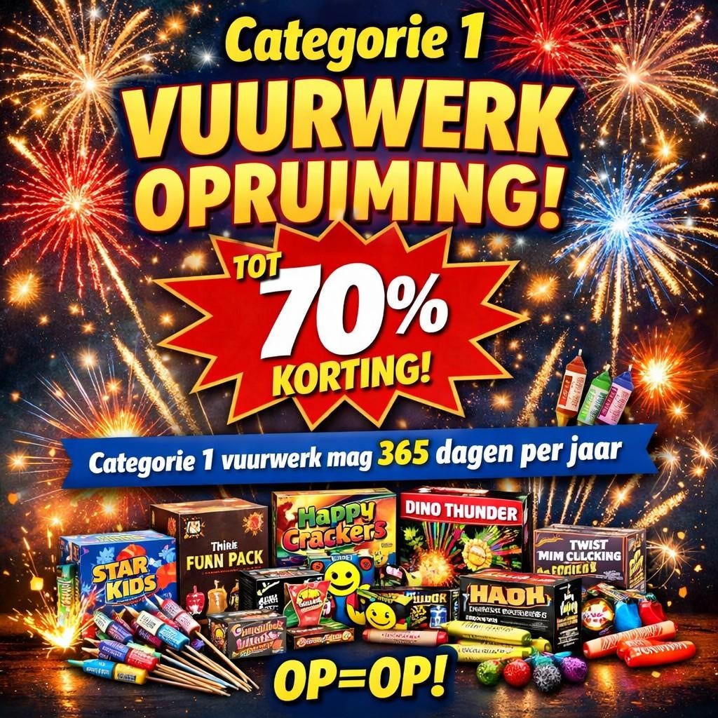 Categorie 1 vuurwerk, Hobby en Vrije tijd, Feestartikelen, Nieuw, Fopartikel, Overige, Ophalen
