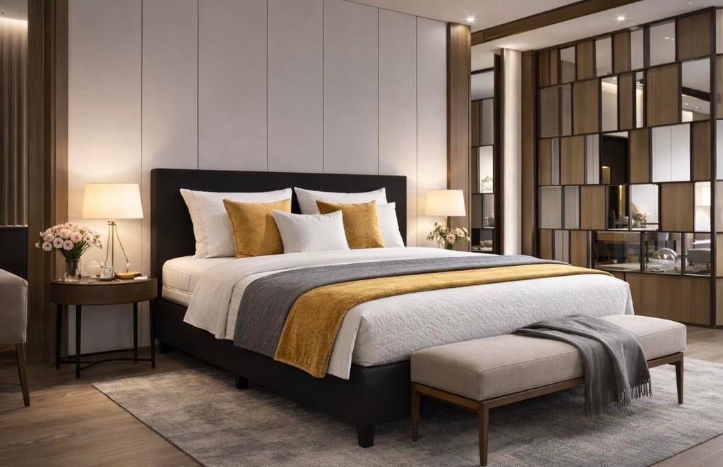 M-Ray Boxspring Barcelona compleet nu € 645,-, Ophalen, 140 cm, Grijs, 200 cm