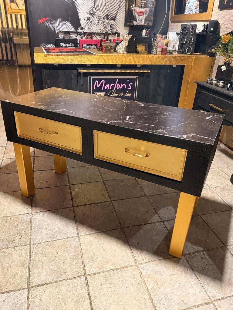 Zwart met goud en marmerlook dressoir, Ophalen