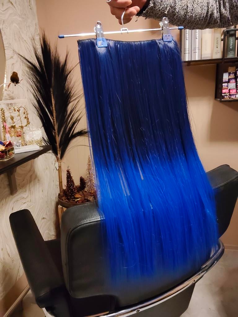 Carnaval Clip In Haarextensions Dip Dye 50cm Nieuw, Ophalen of Verzenden, Nieuw, Carnaval, Accessoires