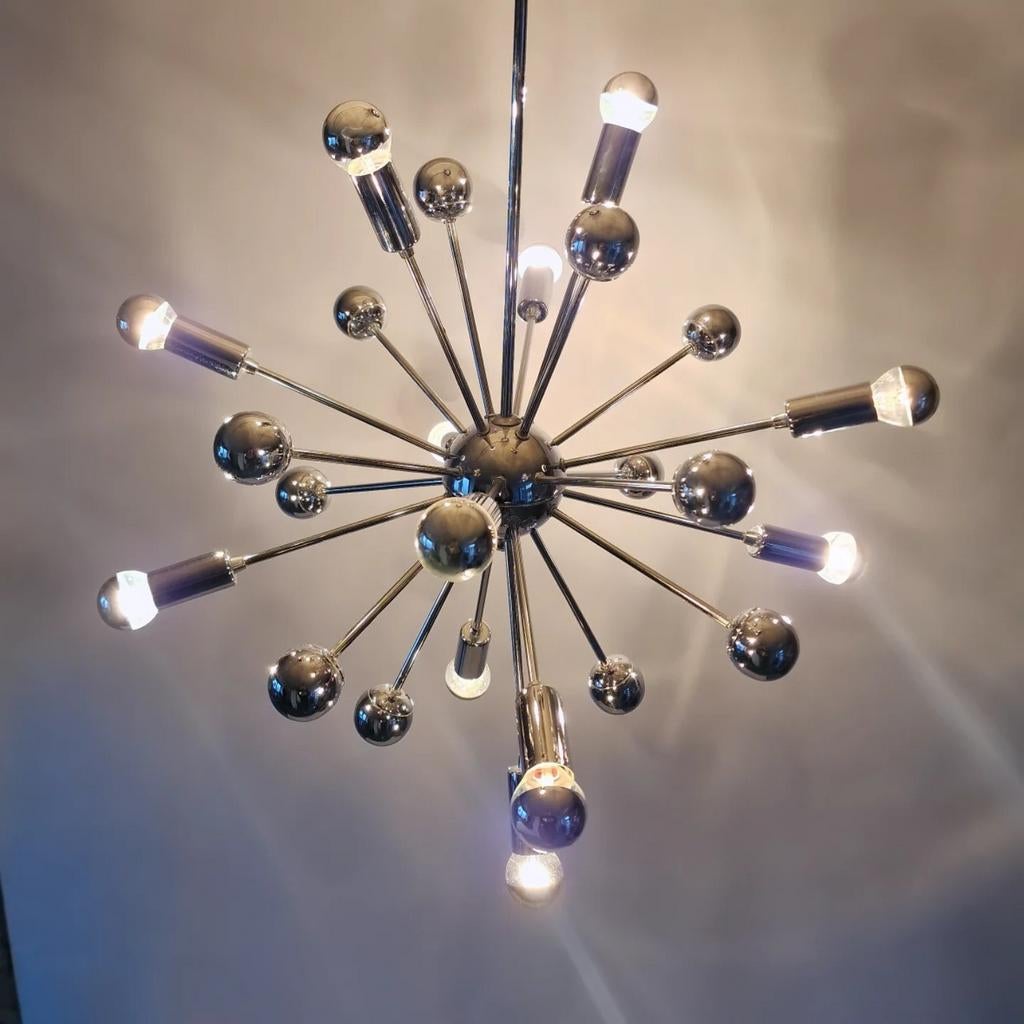 Prachtige vintage jaren 70 Sputnik hanglamp, Ophalen of Verzenden, Zo goed als nieuw, Metaal, Space age sputnik