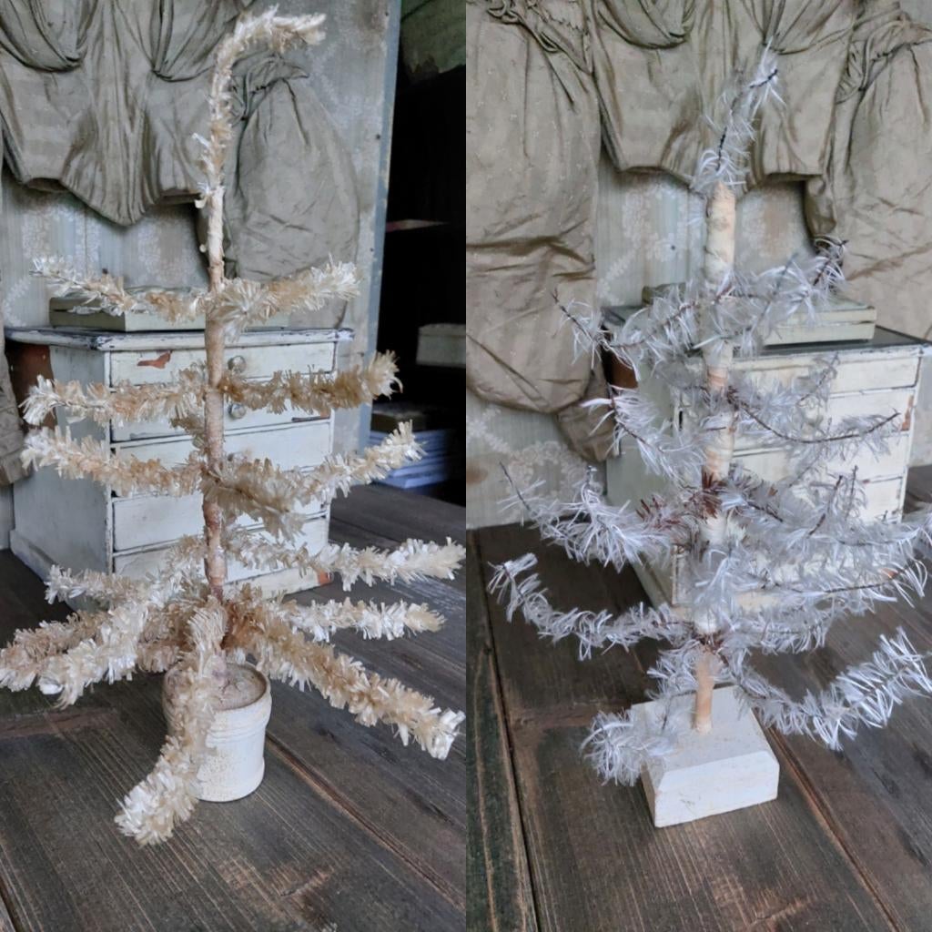 Oud oude antiek antieke kerstboom kerstboompje feathertree, Diversen, Kerst, Ophalen of Verzenden