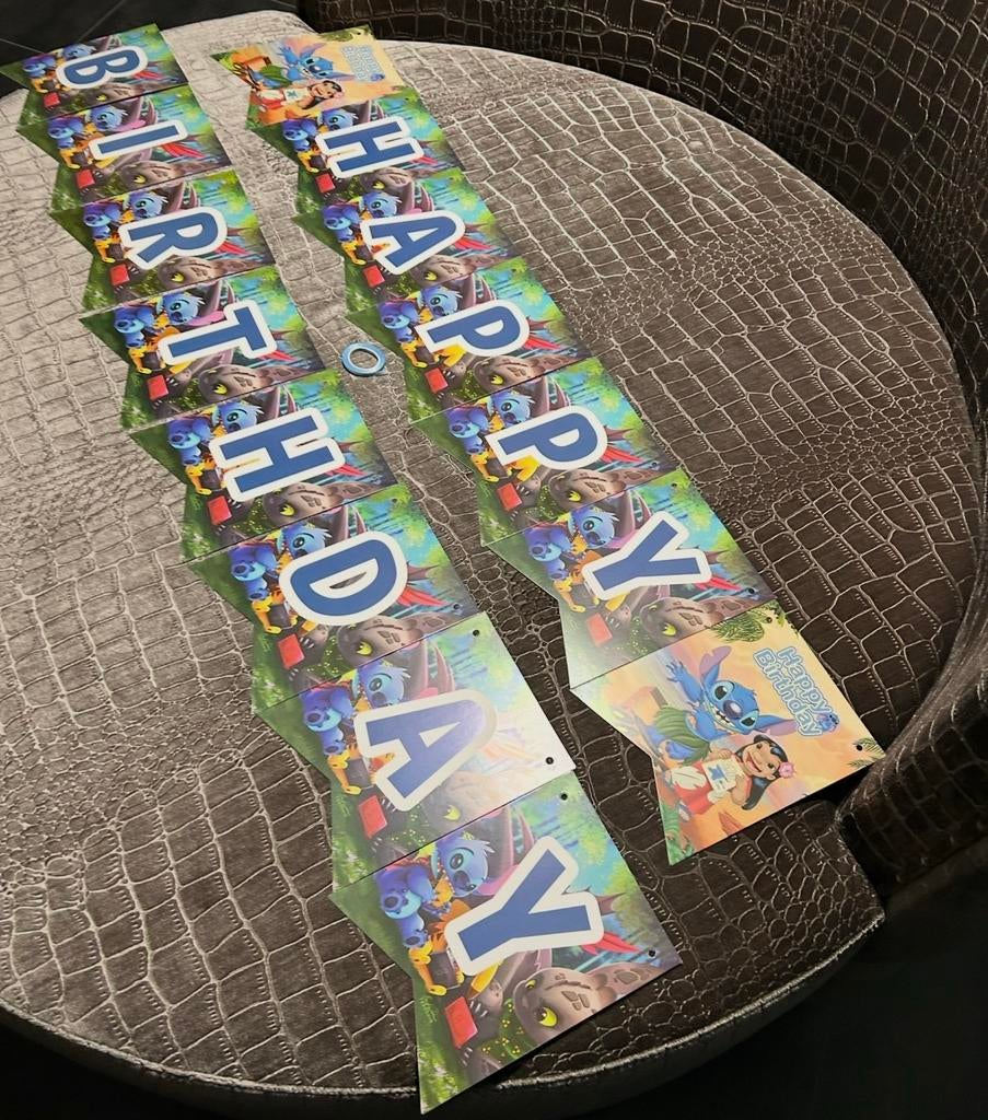 Stitch happy birthday banner/slinger Stitch thema versiering, Hobby en Vrije tijd, Feestartikelen, Ophalen of Verzenden, Nieuw
