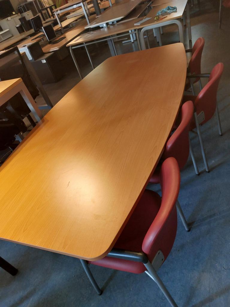 Forse vergader / kantine tafel, ovaal model, 240 x 120 cm., Overige houtsoorten, Gebruikt, 100 tot 150 cm, .