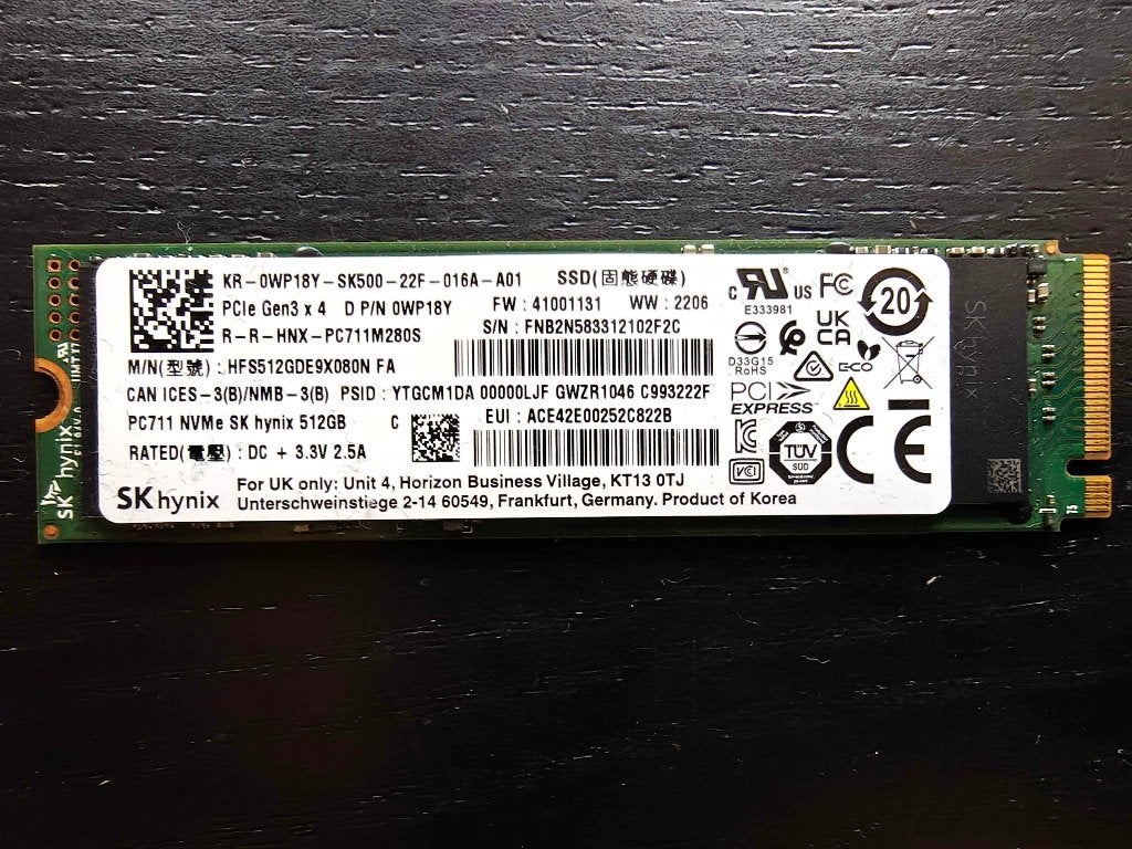 512GB SK Hynix PC711 M.2 NVMe SSD, Computers en Software, Harde schijven, Ophalen, 512GB, SSD, Zo goed als nieuw