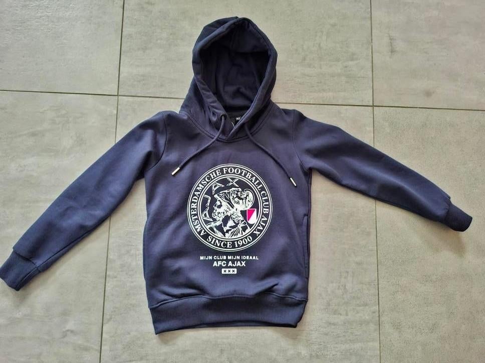 Ajax trui/ hoodie, blauw,  maat 140, Ajax, Gebruikt, Jongen of Meisje, Trui of Vest