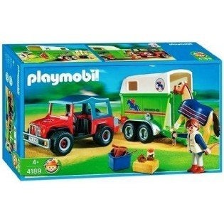 Playmobil Paardentransport (Jeep met Paardentrailer) (4189), Complete set, Overige typen, Ophalen of Verzenden, Zo goed als nieuw