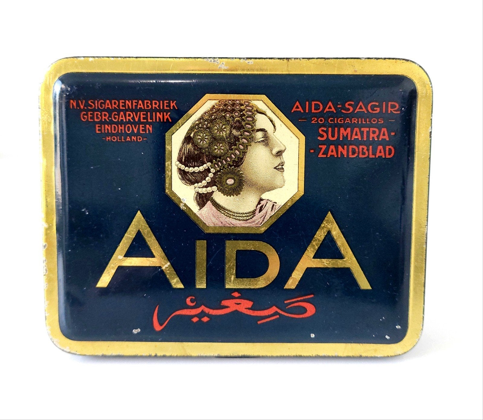 Oud Art Deco Sigarenblikje Aida Garvelink Eindhoven Reclame, Verzenden, Gebruikt, Verpakking