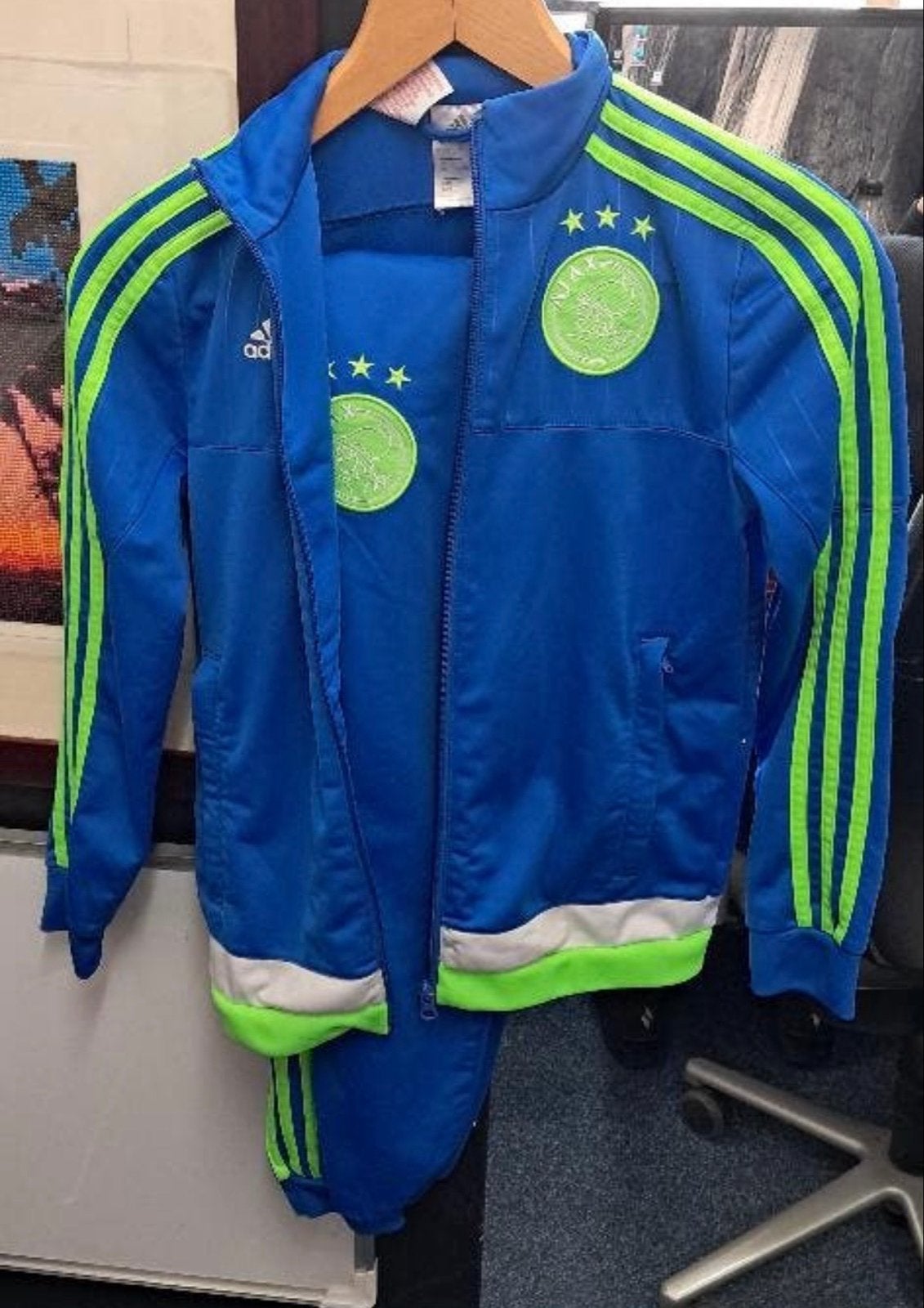 Ajax Adidas Trainingspak Blauw - Maat 164(13-14 jaar), Ophalen of Verzenden, Zo goed als nieuw, Jongen of Meisje