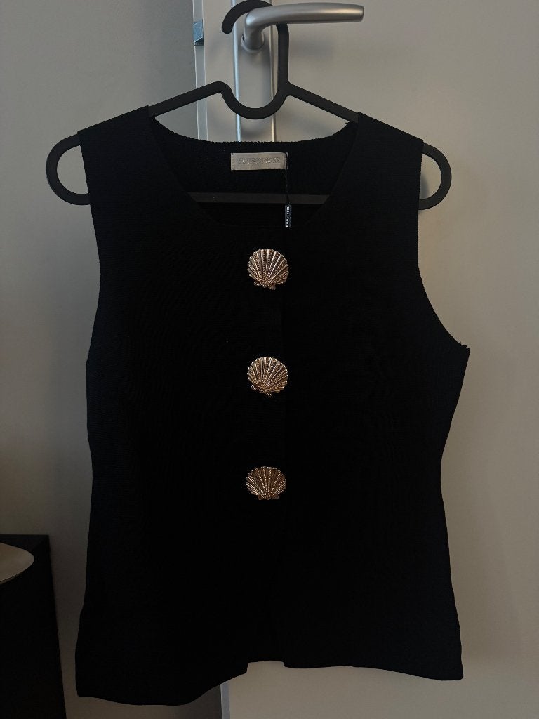 Zwarte top met gouden schelpen knopen, Kleding | Dames, Tops, Zwart, Nieuw, Flamant Rose, Ophalen of Verzenden