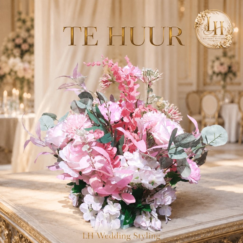 Twee luxe roze  vloer bloemstukken, Ophalen, Zo goed als nieuw, Geboorte of Huwelijk