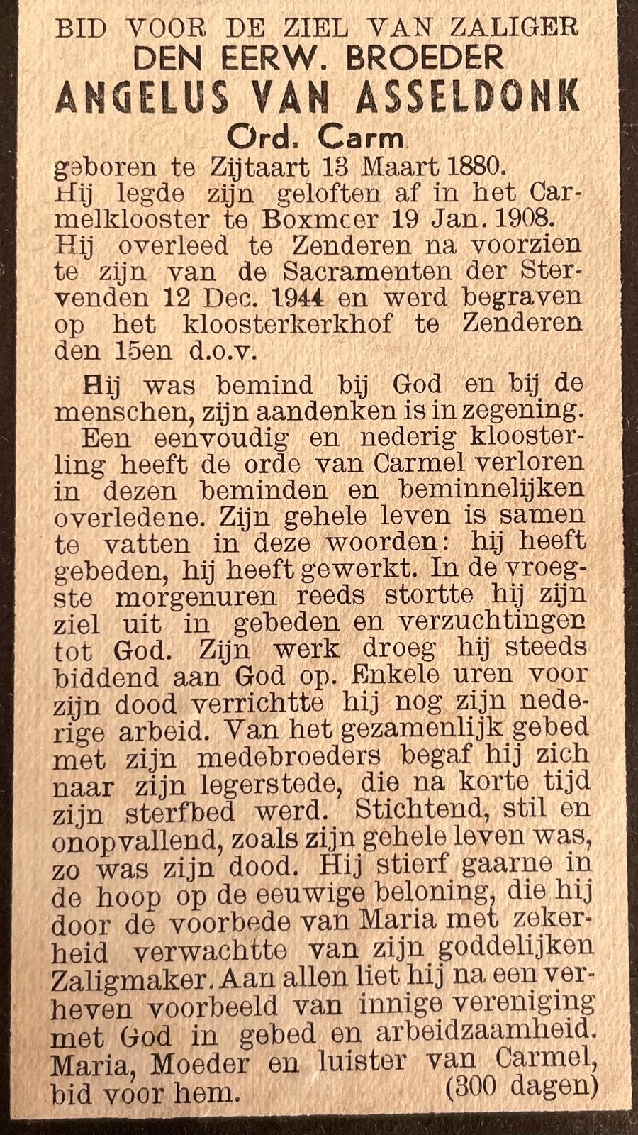 Angelus van Asseldonk Zijtaart 1880., Ophalen of Verzenden