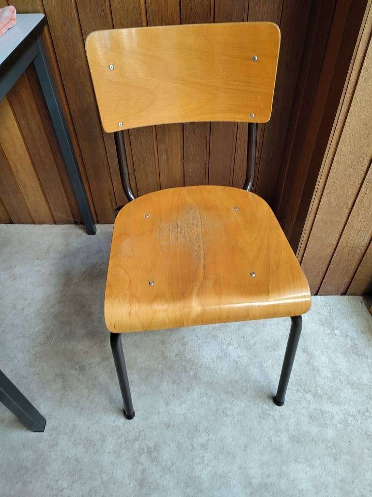 Vintage houten stoel met metalen frame, Ophalen, Gebruikt, Overige kleuren, Vintage, Retro