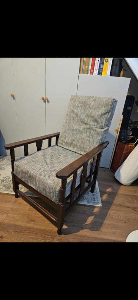 Oude vintage Rookstoel/ liberty stoel, Ophalen, Gebruikt, Hout, Minder dan 50 cm