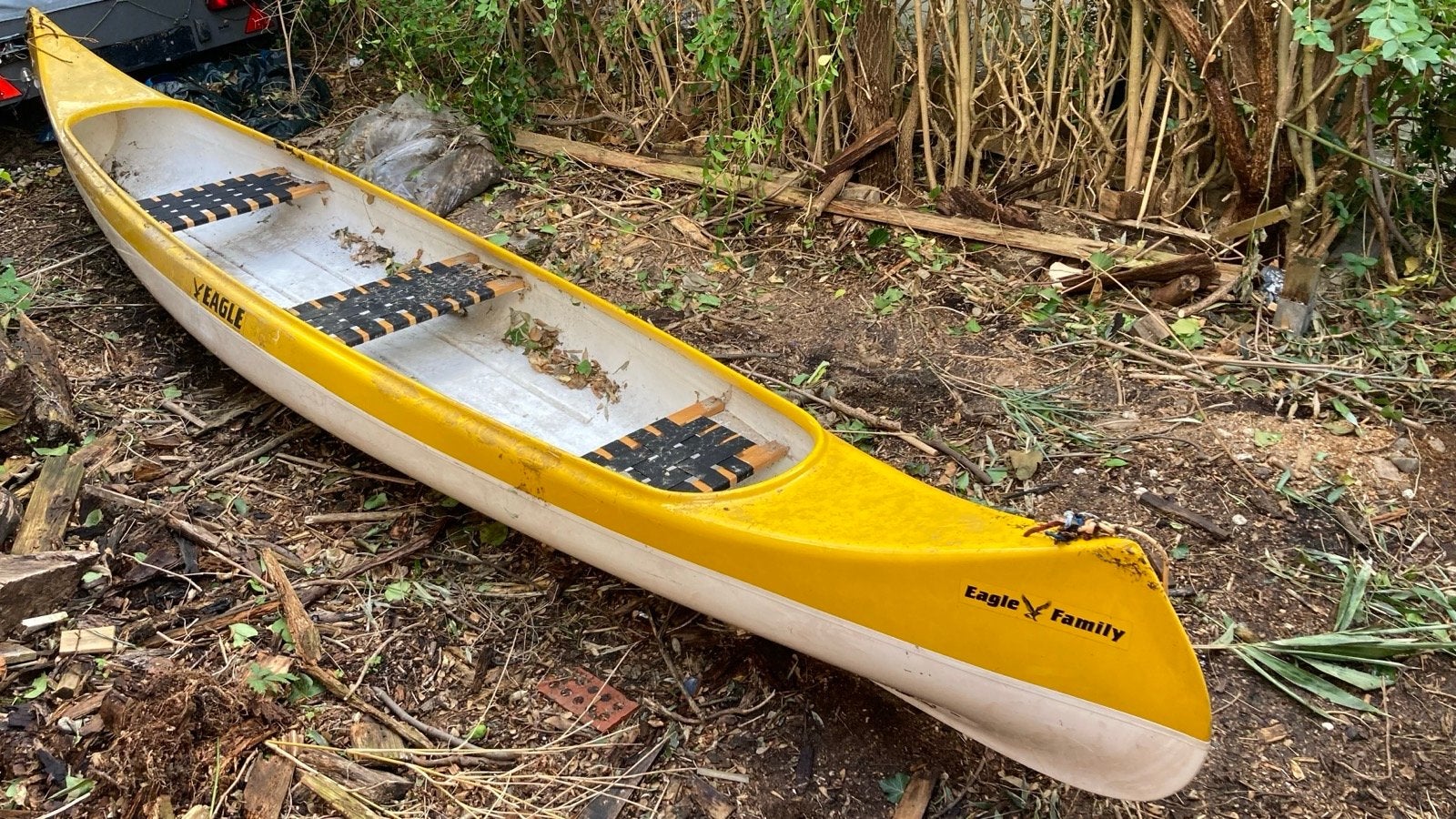 Eagle Family Canadese Kano - Geel/Wit, Watersport en Boten, Ophalen, Gebruikt, Drie personen of meer, Canadese kano of Open kano