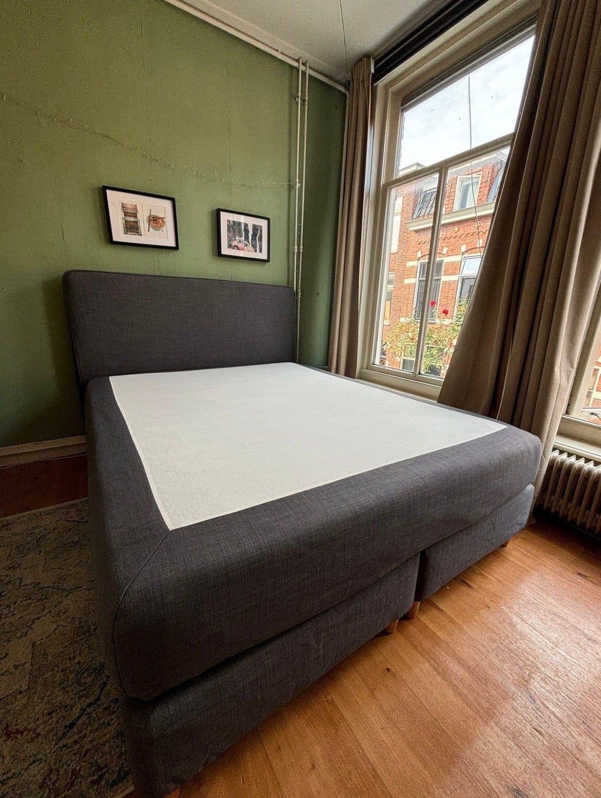 (IKEA DUNVIK) Tweepersoons boxspring met hoofdbord, Ophalen, Tweepersoons, Zo goed als nieuw, Overige maten