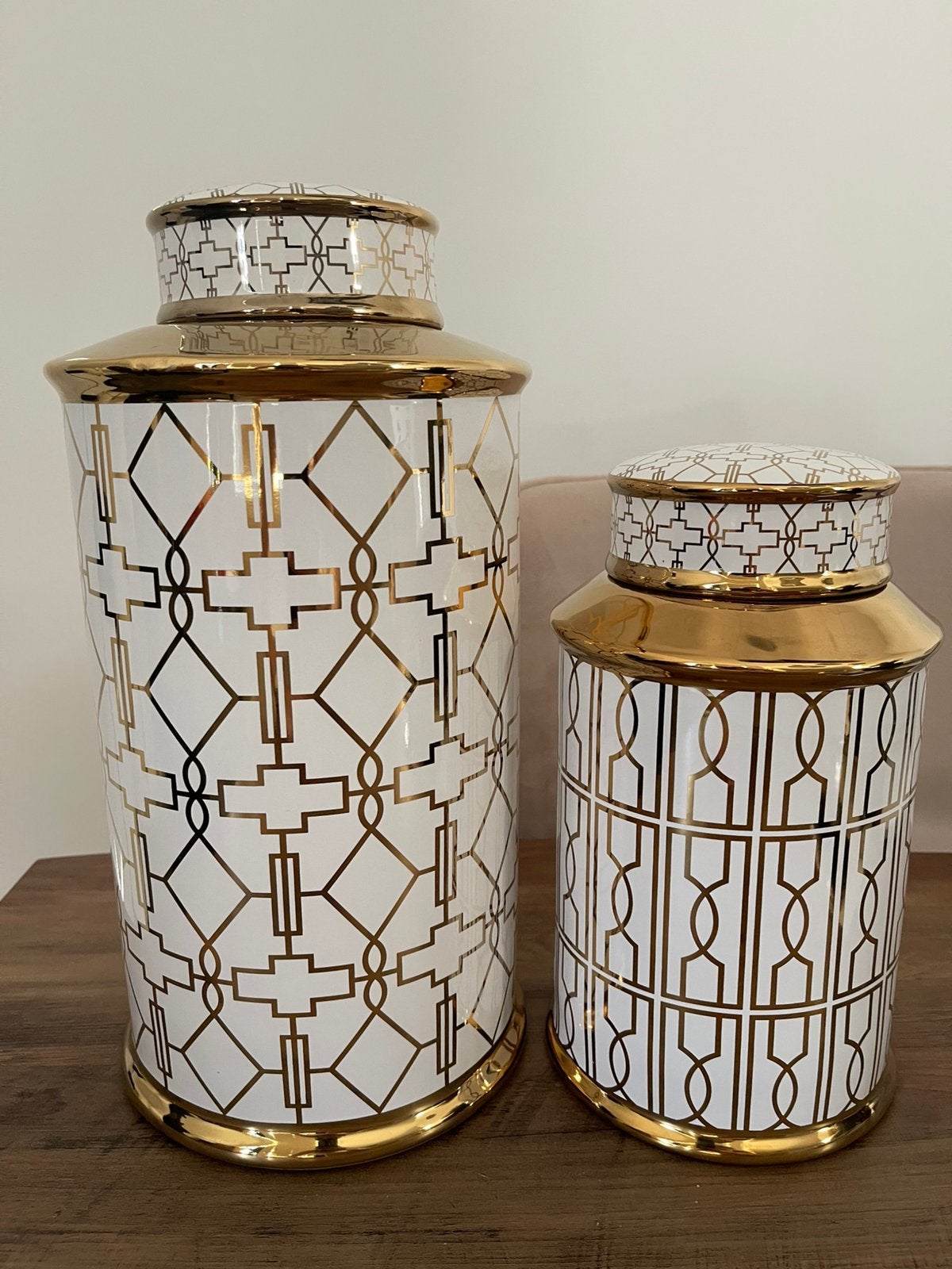 Decoratiepotten goud met wit Eric Kuster style, Ophalen of Verzenden, Zo goed als nieuw, Goud
