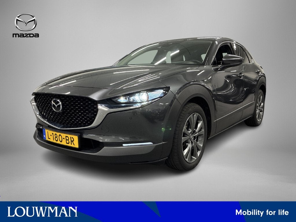 Mazda CX-30 2.0 e-SkyActiv-X M Hybrid Luxury | Leder + Elec, Gebruikt, Automatische klimaatregeling, SUV of Terreinwagen, Zilver of Grijs
