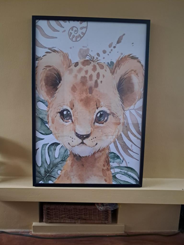 Lijst met welp, Huis en Inrichting, Woonaccessoires | Schilderijen, Tekeningen en Foto's, Ophalen, 50 tot 75 cm, Schilderij, 75 cm of meer