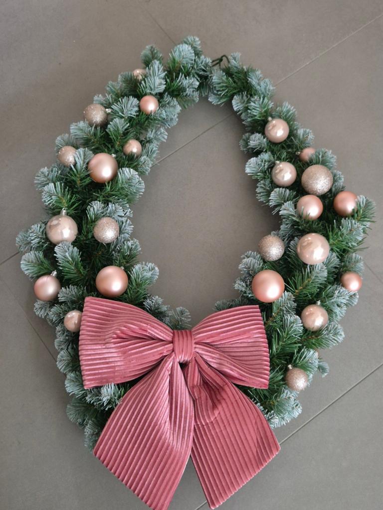 Paarden kerstkrans roze, Ophalen of Verzenden