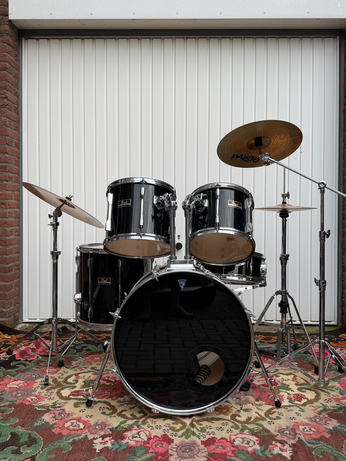 Pearl Export drumstel compleet Paiste bekkens dubbel pedaal, Muziek en Instrumenten, Ophalen, Gebruikt, Pearl