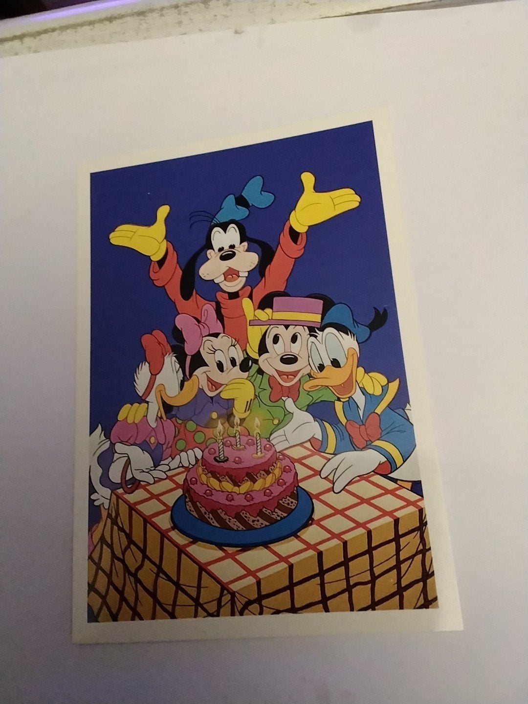 Disney Verjaardagskaart Mickey, Donald, Goofy, Katrien, Ophalen of Verzenden