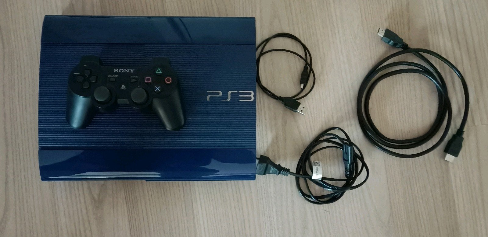PlayStation 3 blauw slim 80 gb met 1 zwarte controller!, Ophalen, 80 GB, Met 1 controller, Slim
