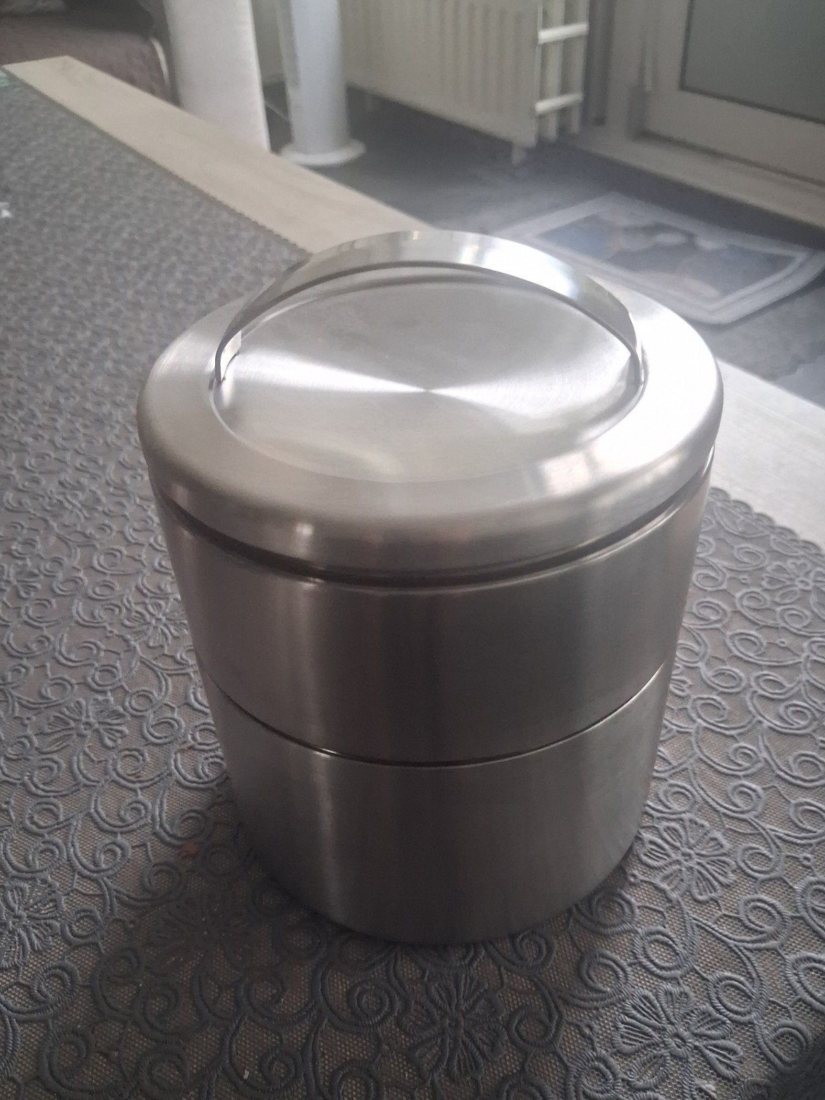RVS Broodtrommel / Lunchbox met Handvat, Zilver, Ophalen of Verzenden, Zo goed als nieuw, Metaal