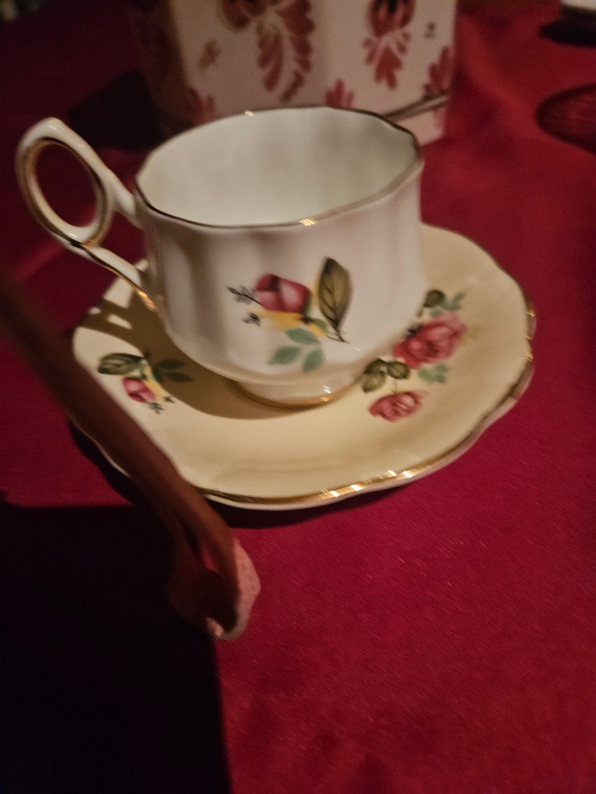 Rosina Bone China Kop en Schotel - Rozenmotief, Ophalen