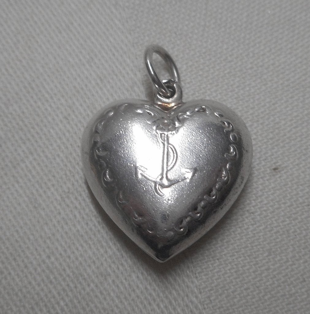 Zilveren antiek hart hanger met anker nr.333, Sieraden, Tassen en Uiterlijk, Antieke sieraden, Verzenden, Zilver, Hanger