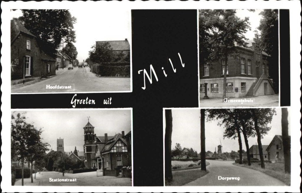 Mill groeten uit 4-vensterkaart 1962., Verzamelen, Ansichtkaarten | Nederland, Ophalen, 1940 tot 1960, Ongelopen, Noord-Brabant