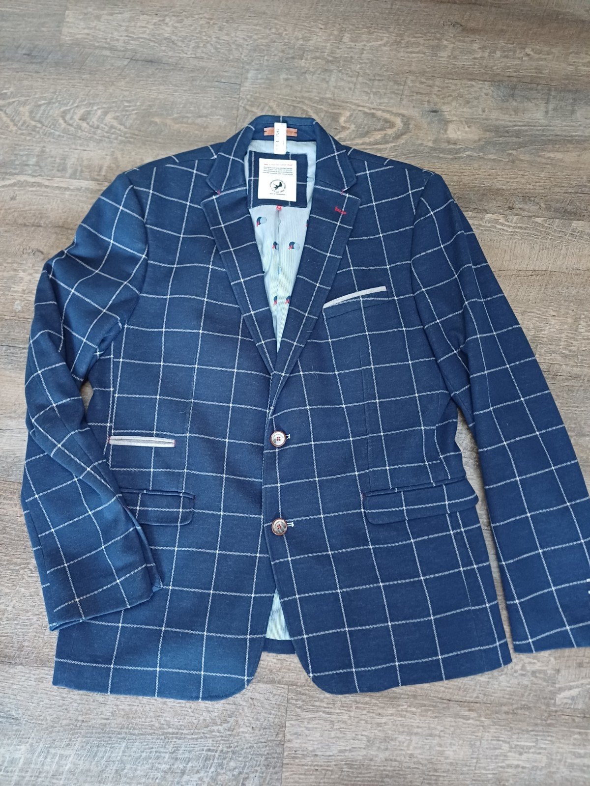 Stijlvol geruit colbert van A Fish Named Fred maat 54, Kleding | Heren, Kostuums en Colberts, Blauw, Maat 56/58 (XL), Ophalen of Verzenden
