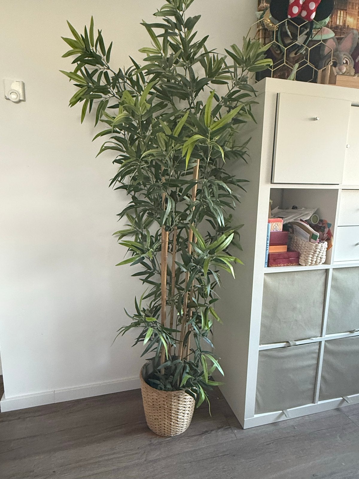 Grote kunstplant bamboe in rieten pot, Ophalen, Binnen, Groen, Kunstplant