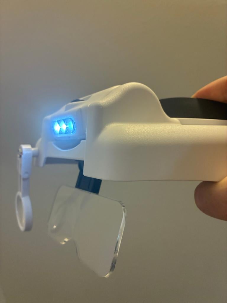 HBM Machines Luxe Loepbril met 5 Lenzen en LED-verlichting, Ophalen of Verzenden, Zo goed als nieuw, Loeplamp