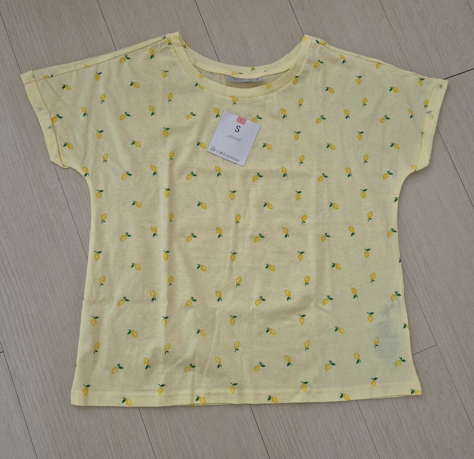 T-shirt geel met citroentjes maat S, Kleding | Dames, Verzenden, Geel, Nieuw, Korte mouw