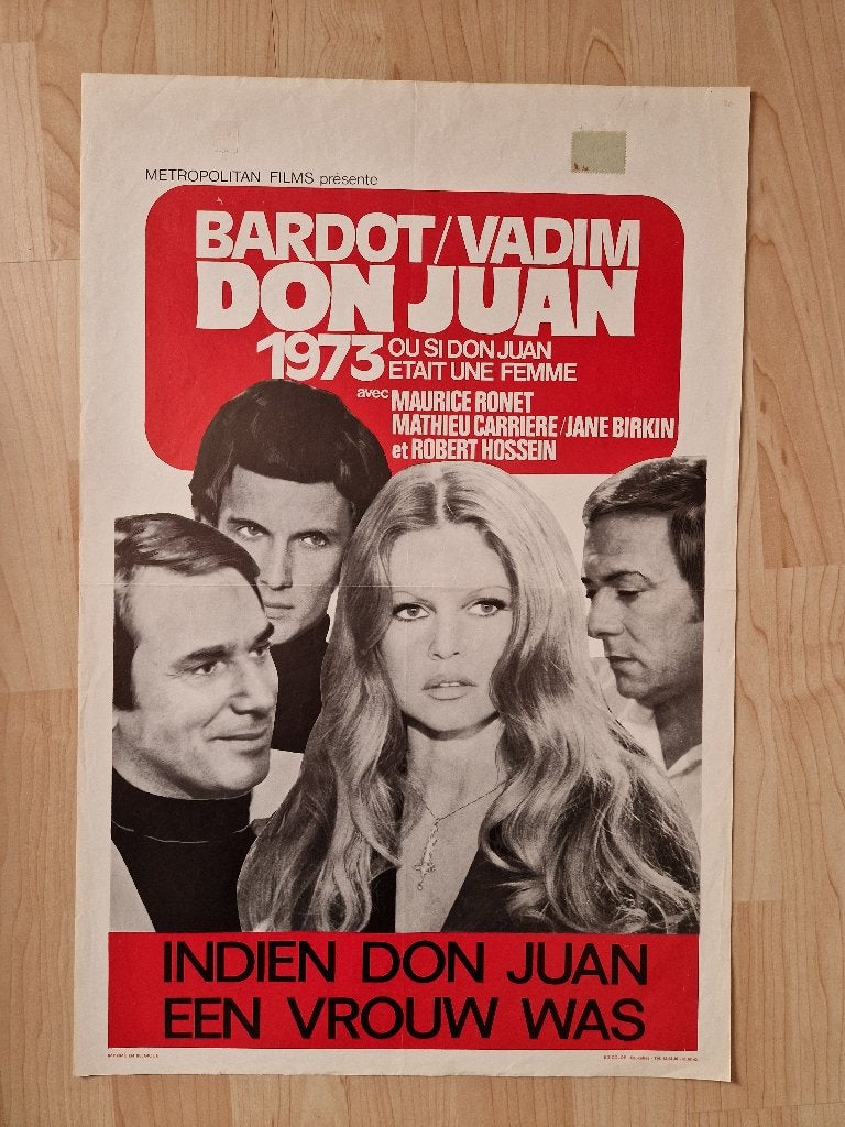 filmaffiche Brigitte Bardot Don Juan 1973 filmposter, Rechthoekig Staand, Ophalen of Verzenden, Zo goed als nieuw, A1 t/m A3