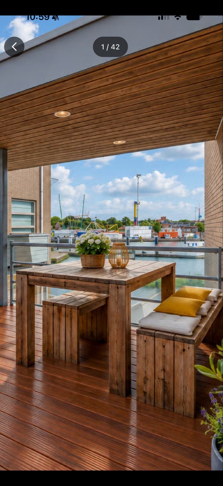 Robuuste houten picknicktafel met banken en krukjes, Tuin en Terras, Ophalen, Gebruikt, Rechthoekig, Hout